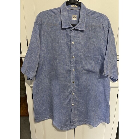 Peter Millar Shirt Mens L Blue 100% Linen Button Up Preppy Casual Lightweight - Picture 3 of 5